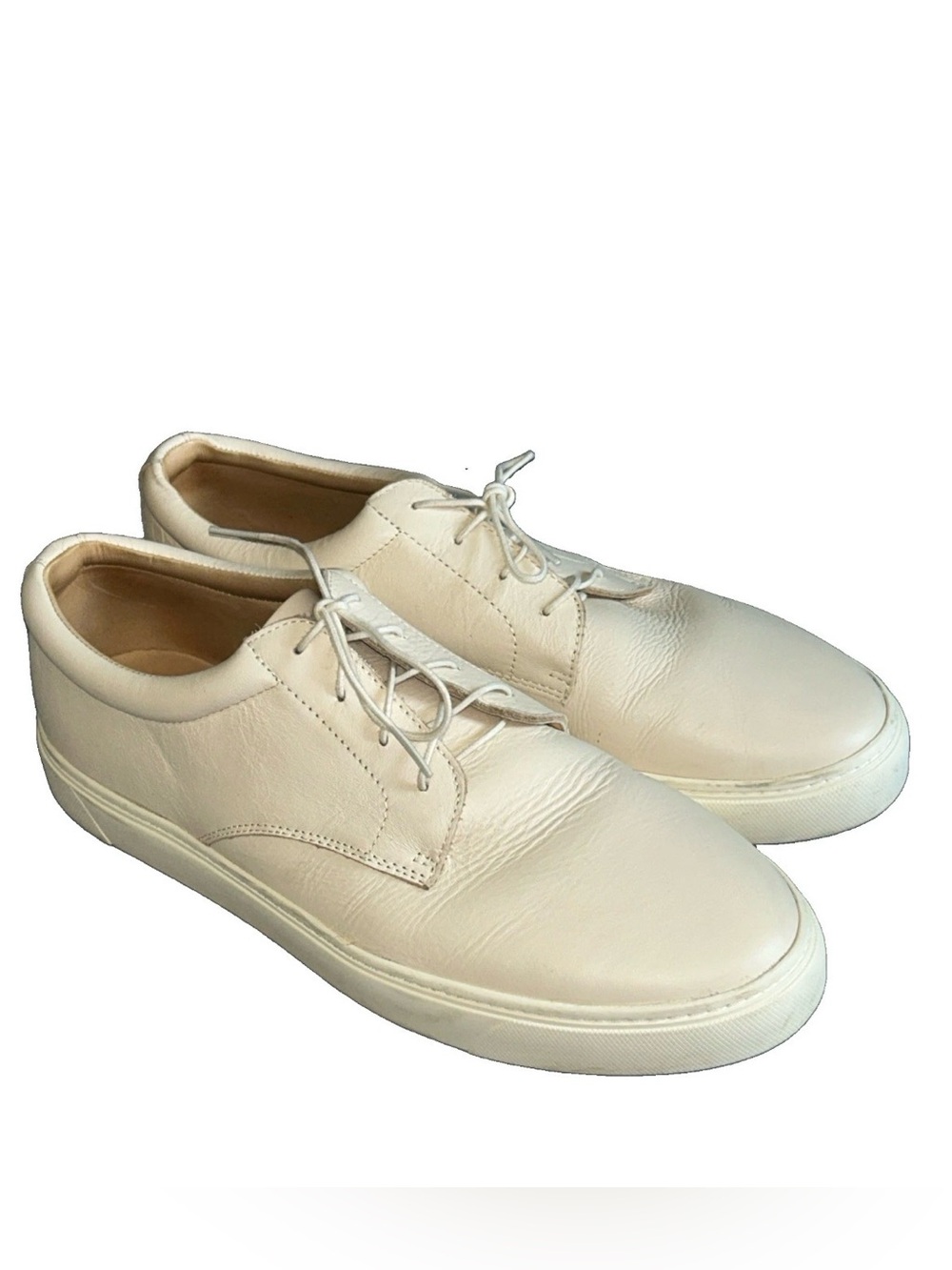 Nisolo Mens Shoes 11.5 Cream Leather Everyday Sneaker Casual Vibram RP $195